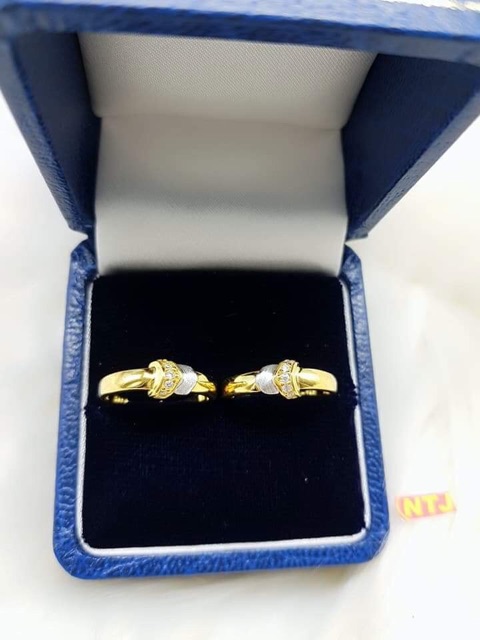 Nhẫn đôi bạc ý xi vàng