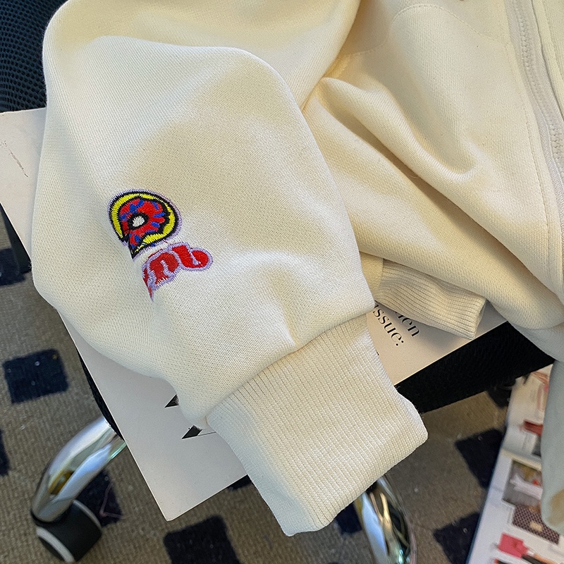 ZHELIHANGFEI Áo Hoodie Tay Dài Thêu Họa Tiết Xinh Xắn Dễ Phối Đồ