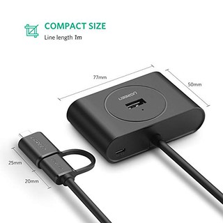 Cáp usb type c , usb type a ra 4 port usb 3.0 ugreen- 40850 hàng chính hãng