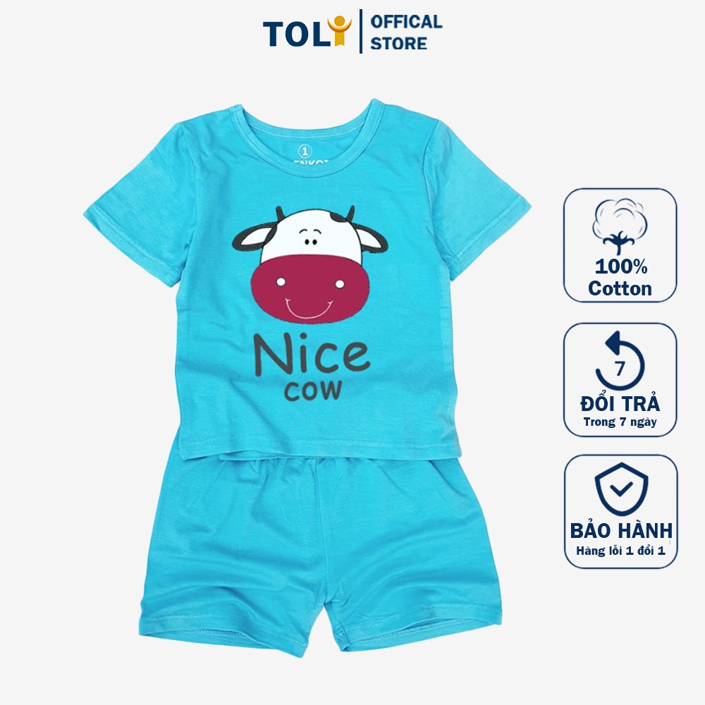 Set Quần Áo Ngắn Tay Cho Bé Toli Cotton Dẻo, Mềm Mịn Thoáng Mát, Co Giãn 4 Chiều