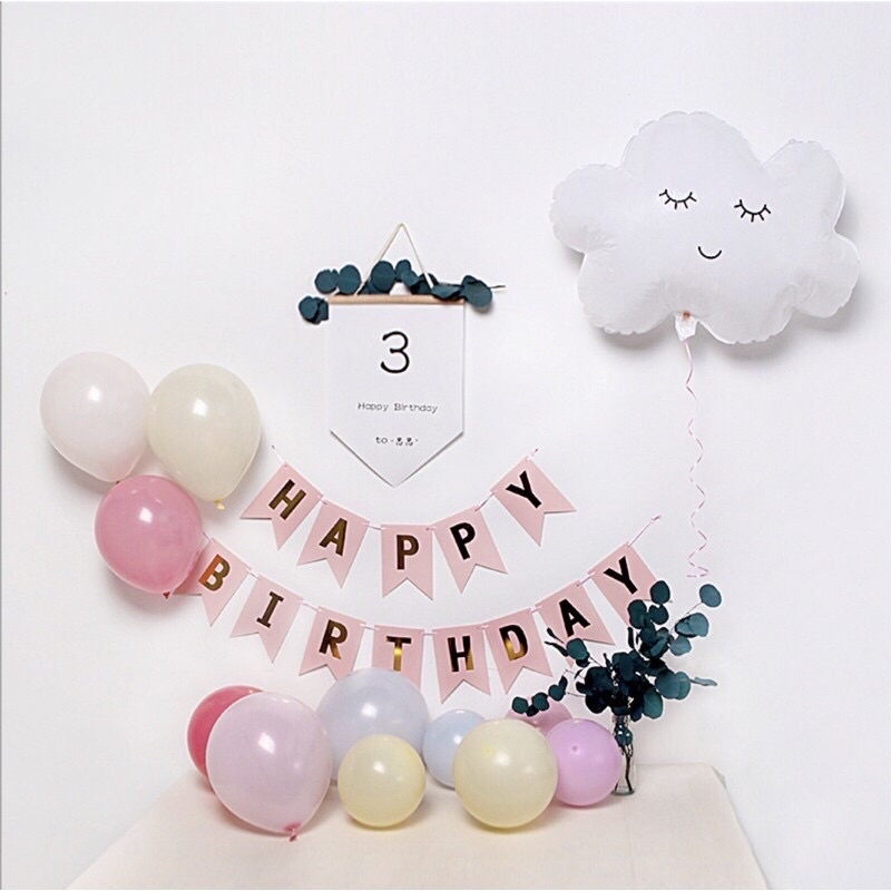 Set trang trí sinh nhật Hàn quốc màu nhẹ gam pastel 3