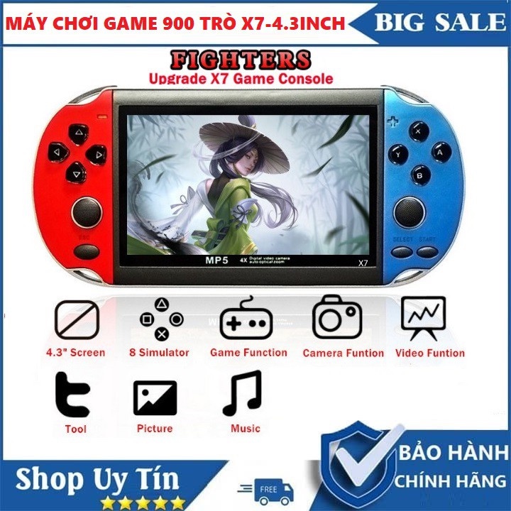 Máy chơi game cầm tay X7 màn hình 4.8 inch 8G 900 tròchơi game, nghe nhạc, đọc sách, xem phimBảo hành 12 tháng