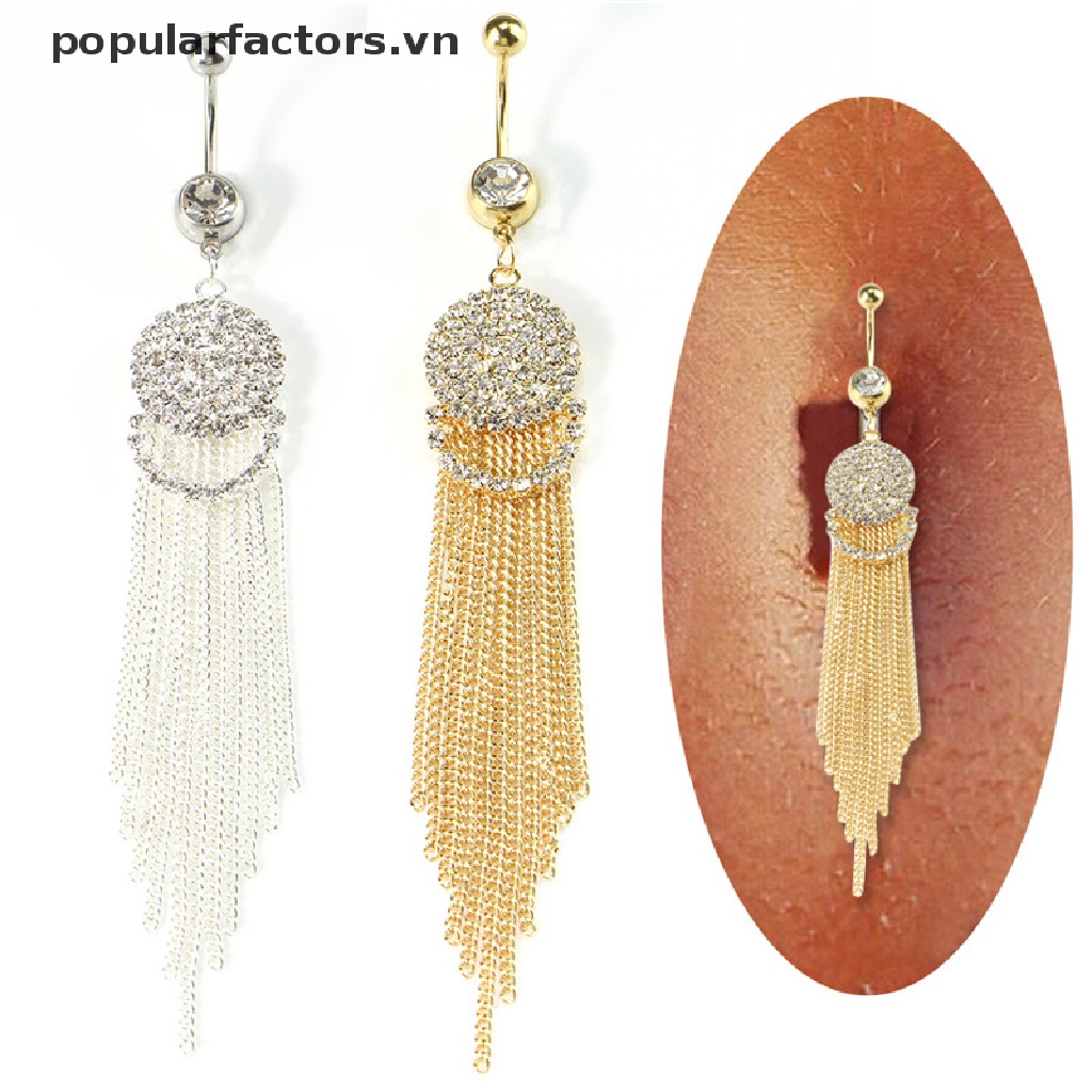 Khuyên Rốn Dạng Tua Rua Đính Đá Pha Lê Cá Tính