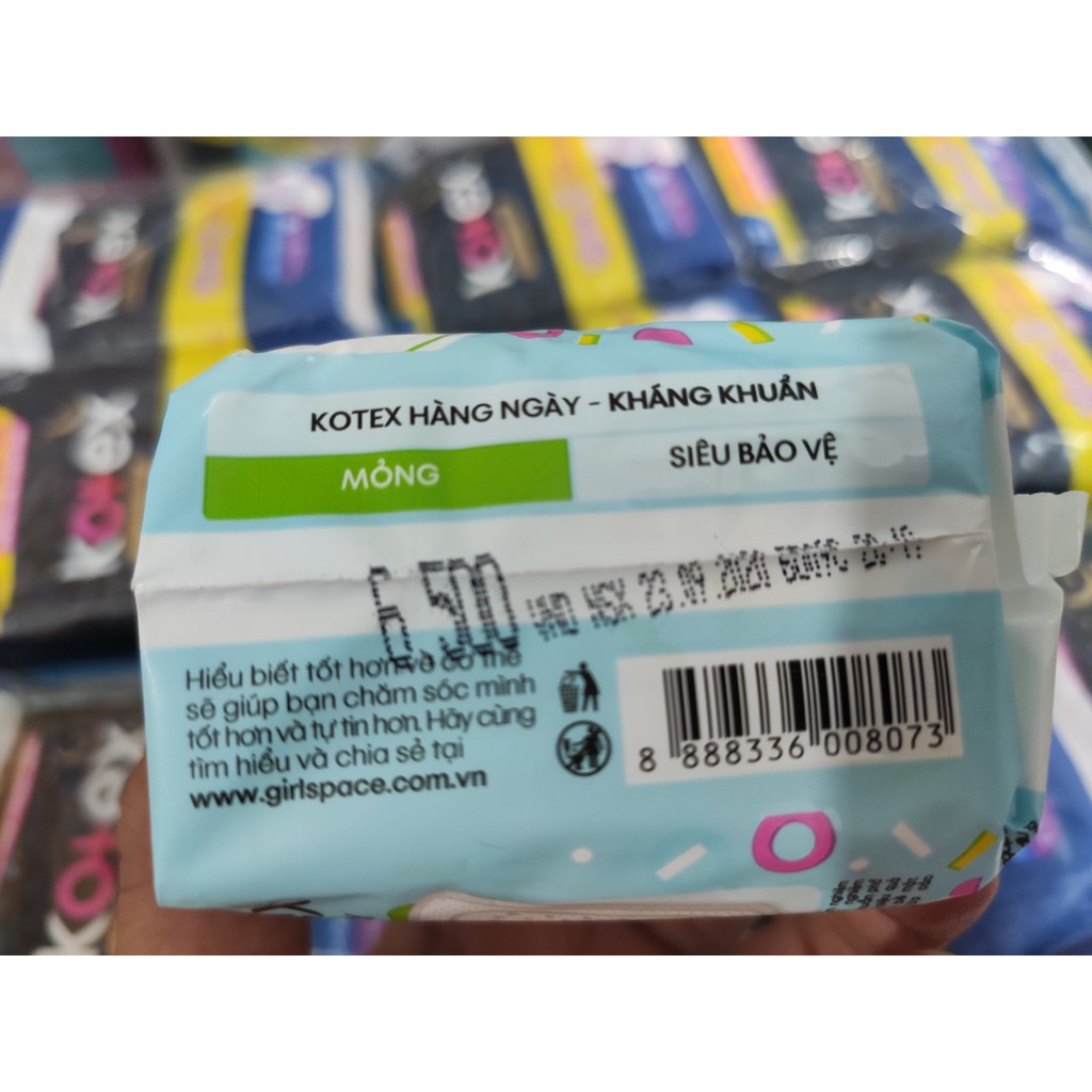 BVS Kotex Hàng Ngày Siêu Mỏng Kháng Khuẩn 8miếng/gói