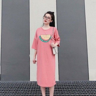 Váy suông in hình hoa quẢ chất cottong