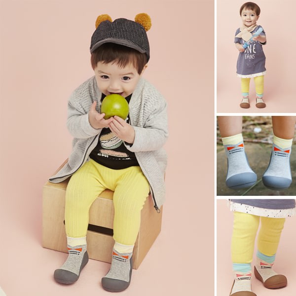 Giày tập đi Attipas Tie - Brown AT005 - cho bé trai /bé gái từ 3 - 24 tháng nhập Hàn Quốc: đế mềm, êm chân & chống trượt