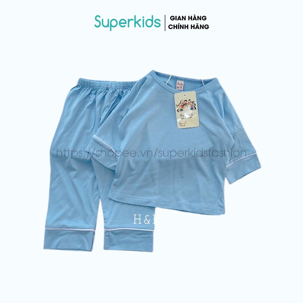 Bộ thun lạnh cao cấp lé trắng cho bé 8-16kg QATE747