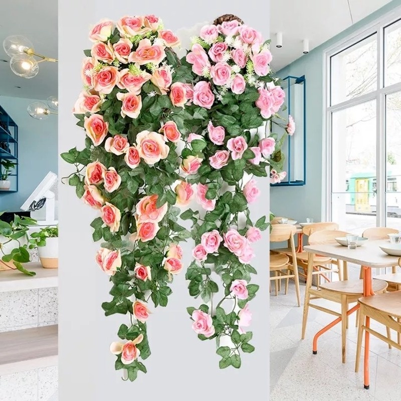 Bó Hoa Hồng Giả Nhiều Màu Treo Tường Trang Trí Phòng Khách / Ban Công / Đám Cưới