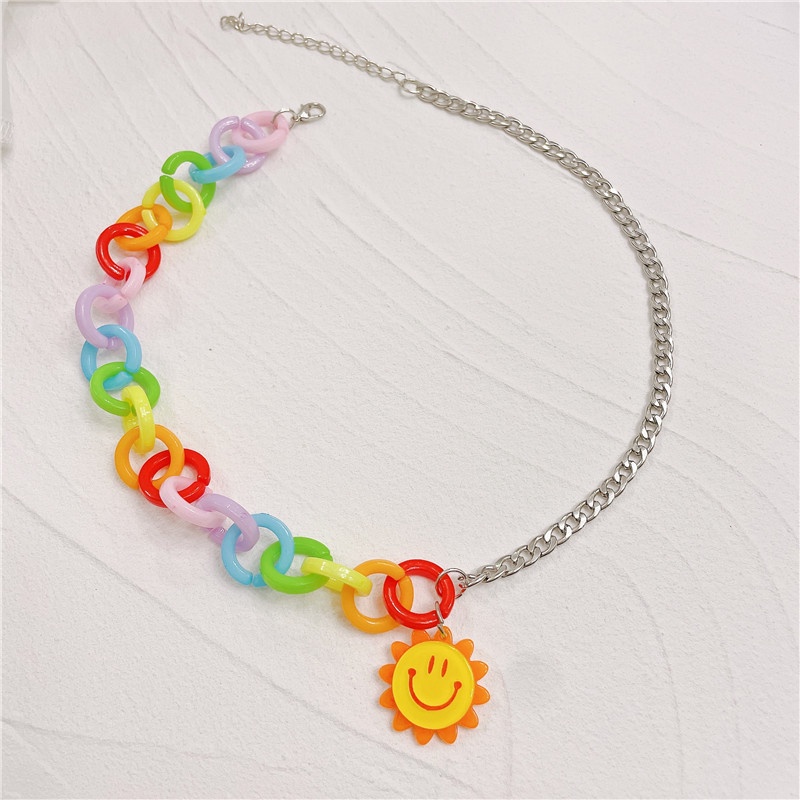 Vòng cổ mặt hoa hướng dương nhiều màu phong cách Harajuku Hàn Quốc dễ thương