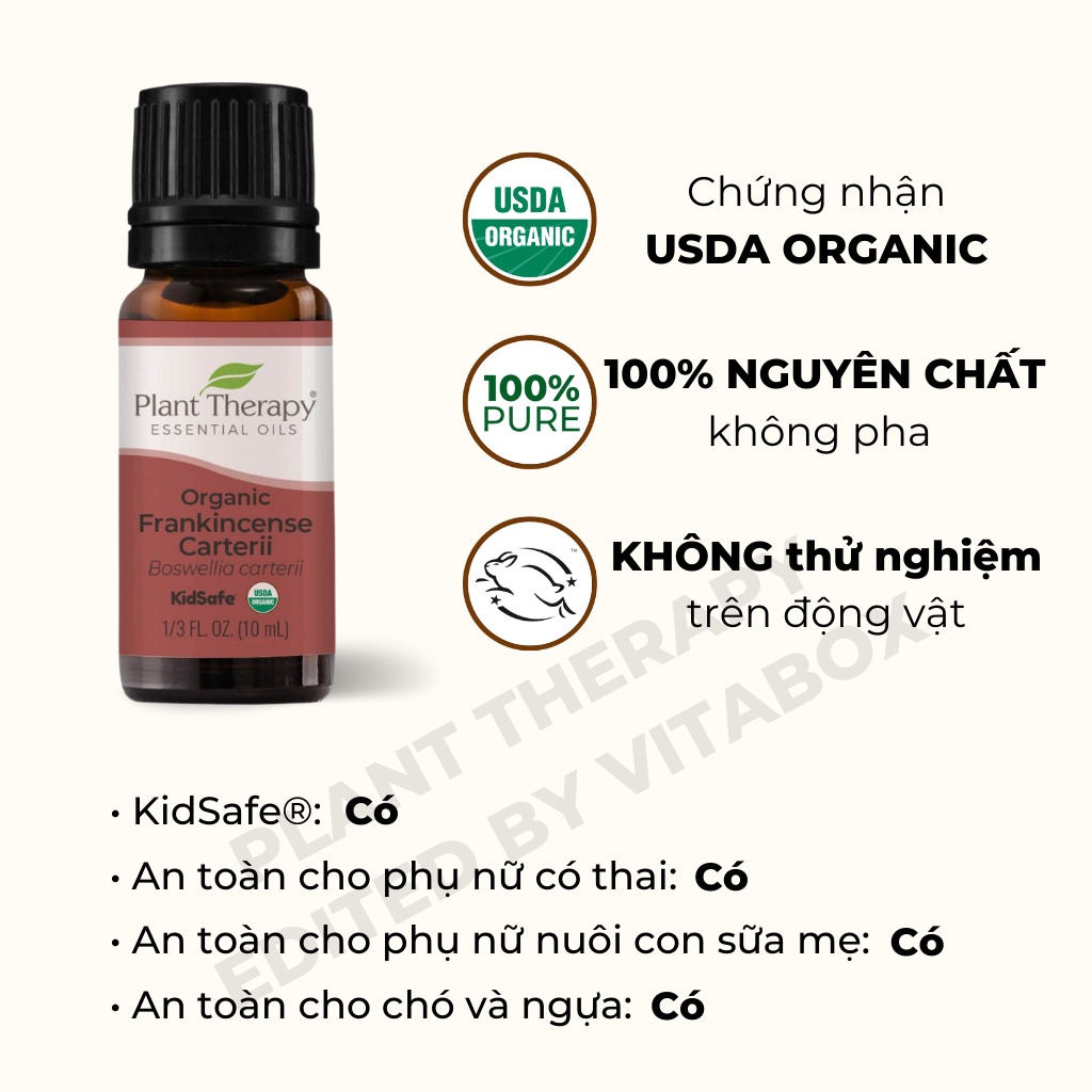 Plant Therapy - Tinh Dầu hữu cơ Hương Trầm Carteri  - Organic Kidsafe essential oil