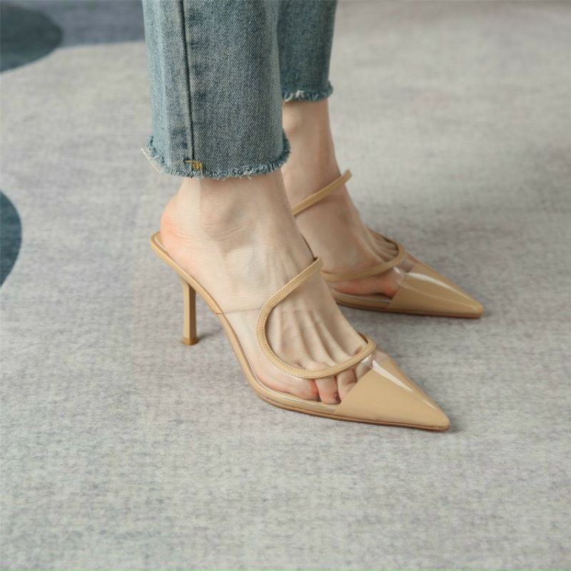 Sục guốc Zaraa hở eo cực đẹp màu nude kem đen