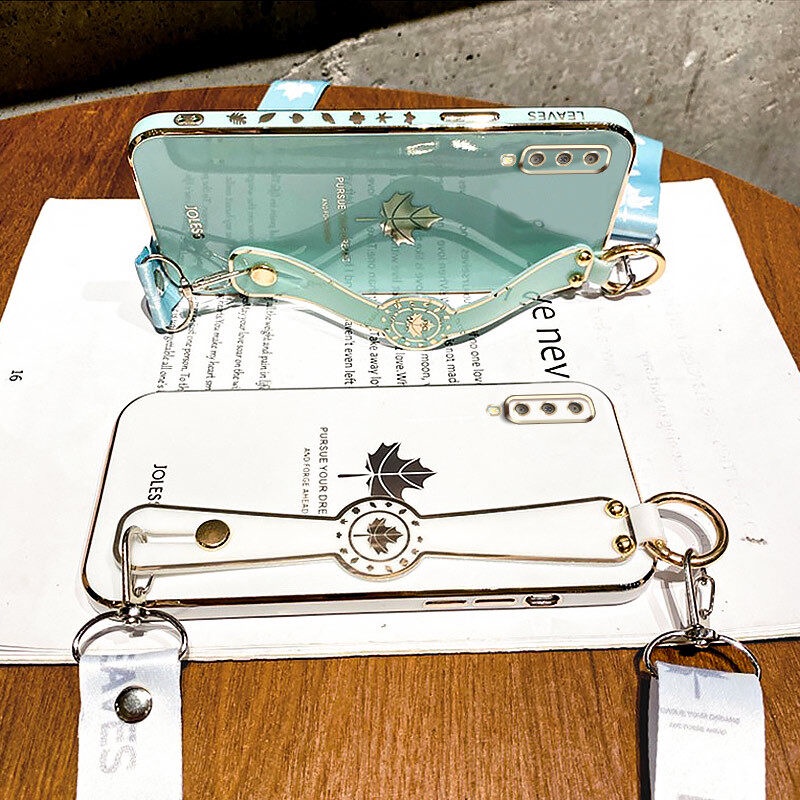 Ốp Điện Thoại Hình Lá Phong Có Dây Đeo Cho Samsung Galaxy A7 2018 A750