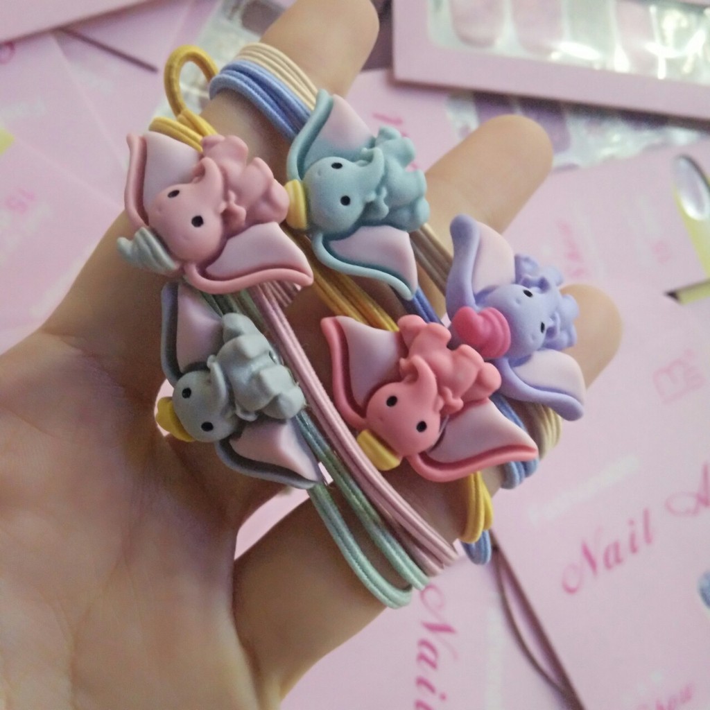 Dây buộc tóc thun buộc tóc hình chú voi nhiều màu dễ thương