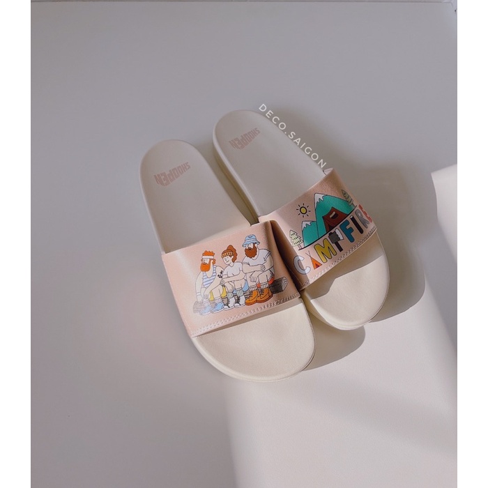 Dép quai ngang nam nữ unisex họa tiết Shoopen Campfire cao 2cm nhiều size – Hỗ trợ đổi size/tặng kèm box – Deco.saigon