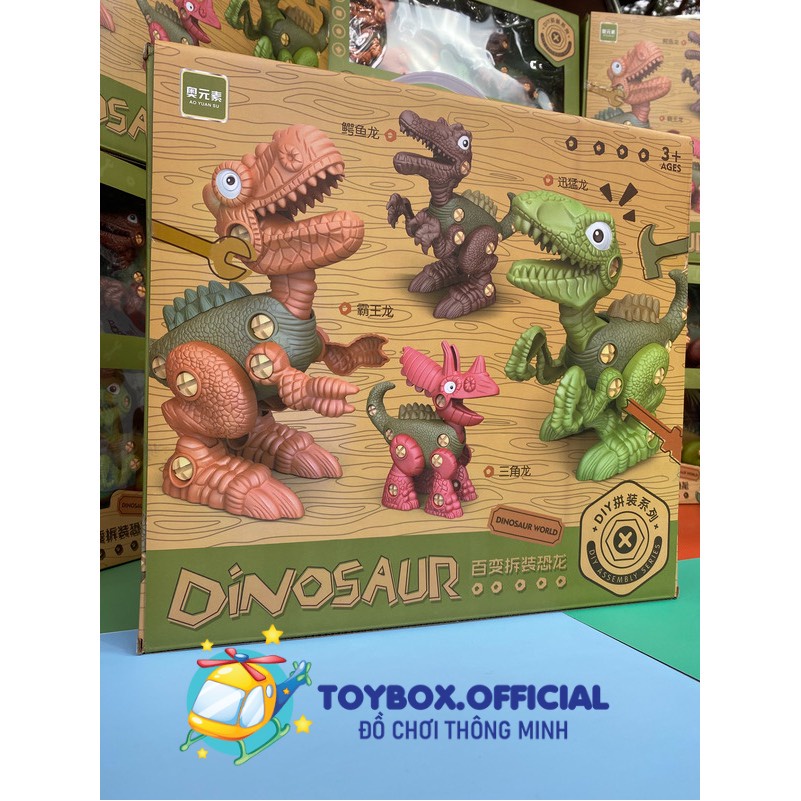 Sét 4 Chú Khủng Long Lắp Ghép Size Lớn, Đồ Chơi Lắp Ráp