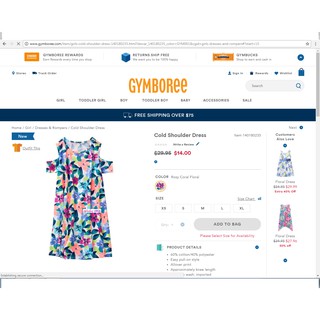 Cold Shoulder Girl Dress Gymboree. Đầm thun Hở vai bé gái. Gymboree. Vietnam xuất xịn. 5 MÀU. Hàng mới 2018.