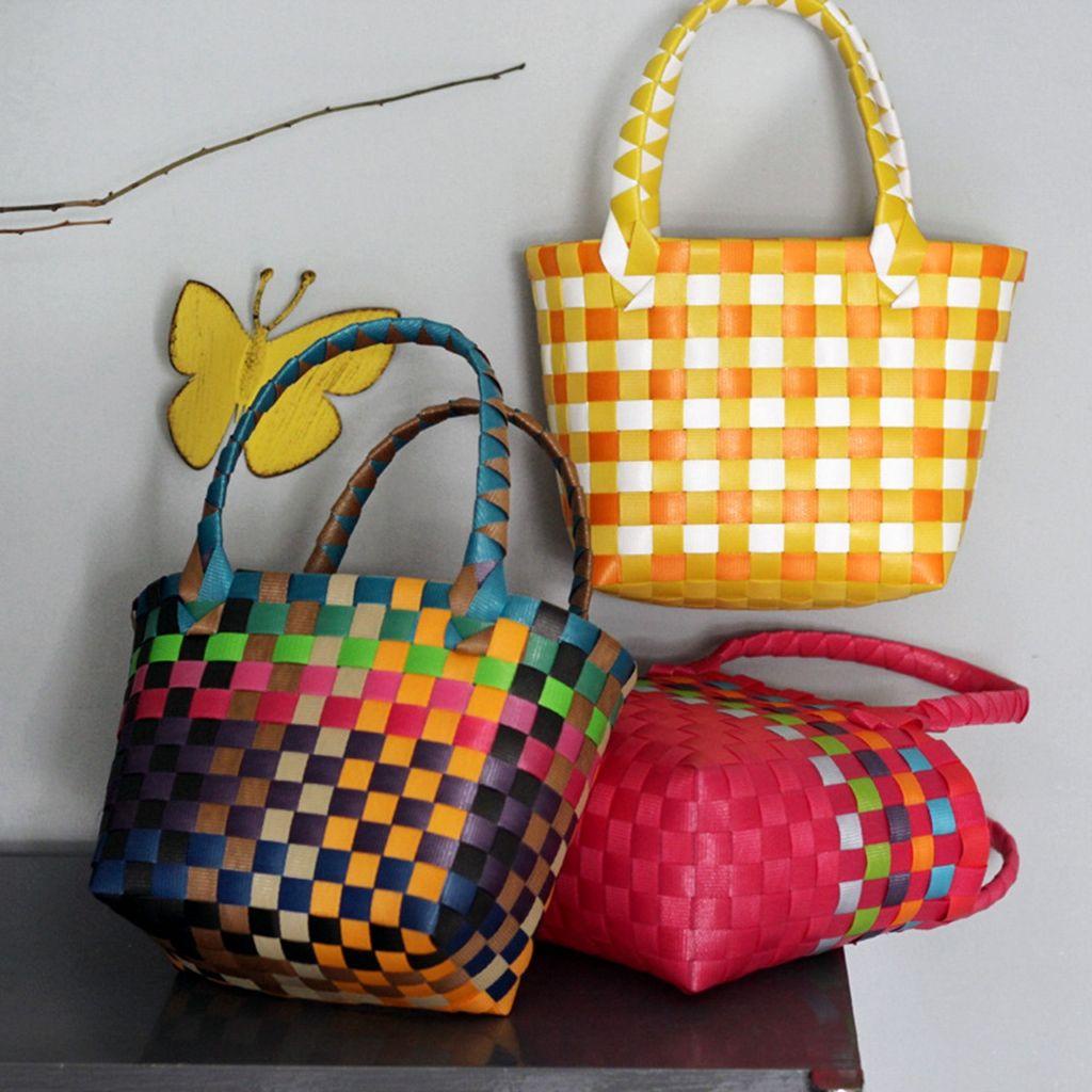 Danilo Giỏ Đựng Rau Củ Quả Bằng Nhựa PVC Dệt Nhiều Màu Sắc Thời Trang Đi Biển