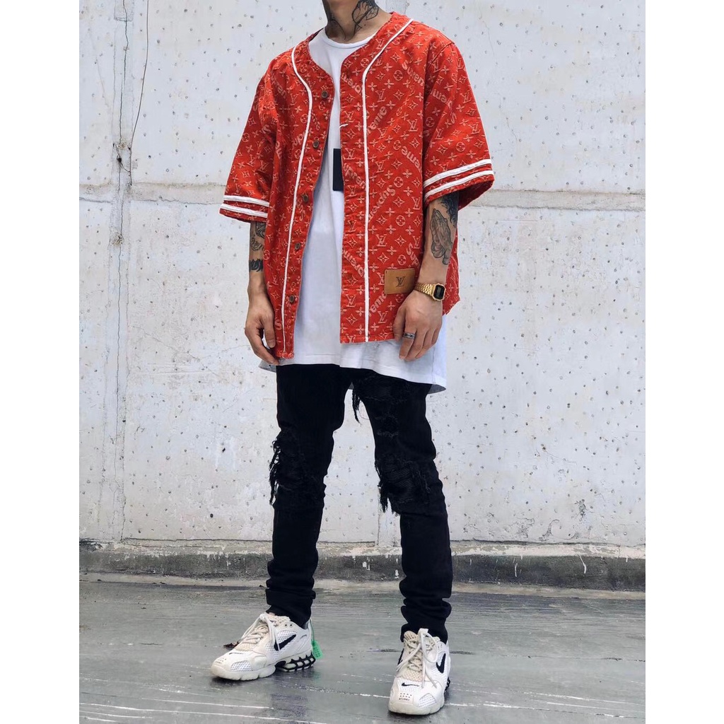 Áo Louis Vuitton x Supreme Jerney BaseBall FW21