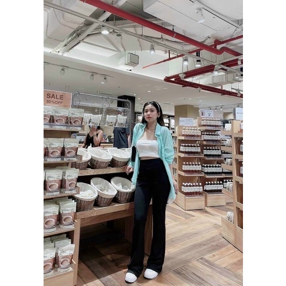 quần loe thun gân