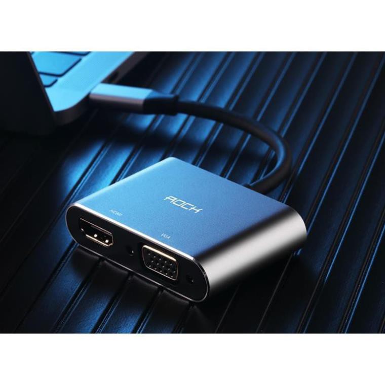 Cáp USB-C to HDMI+VGA Converter Rock - Hàng chính hãng