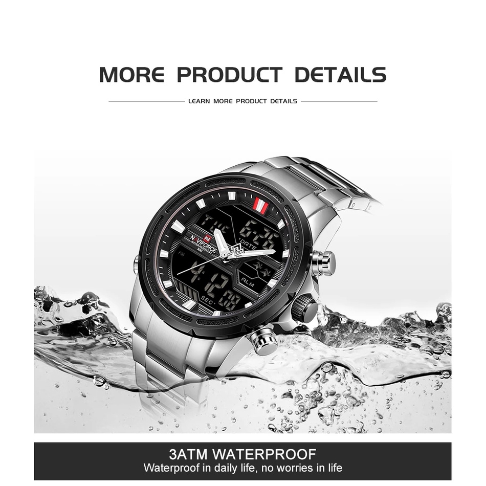 Naviforce Đồng Hồ Đeo Tay Kỹ Thuật Số LED Chống Thấm Nước Dành Cho Nam