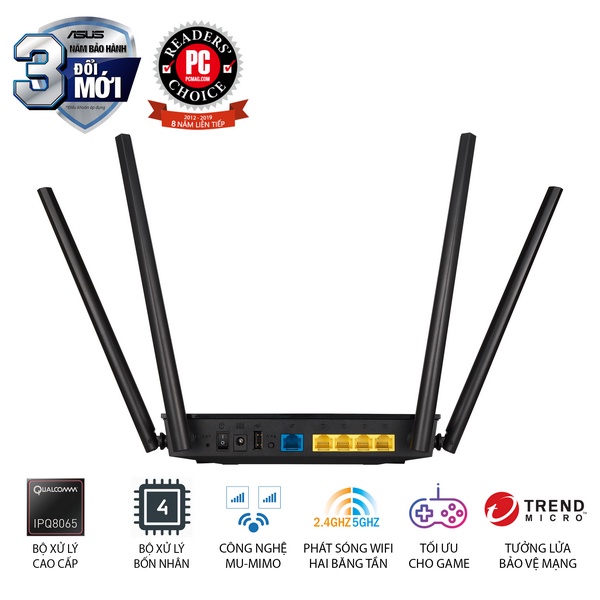 Bộ phát wifi 6 Asus RT-AX53U MU-MIMO AX1800Mbps (Chính Hãng Asus Việt Nam)