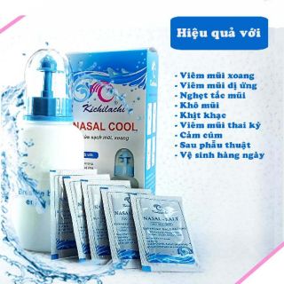 BÌNH RỬA MŨI NASAL COOL đi kèm 1 bình sịt và 6 gói muối