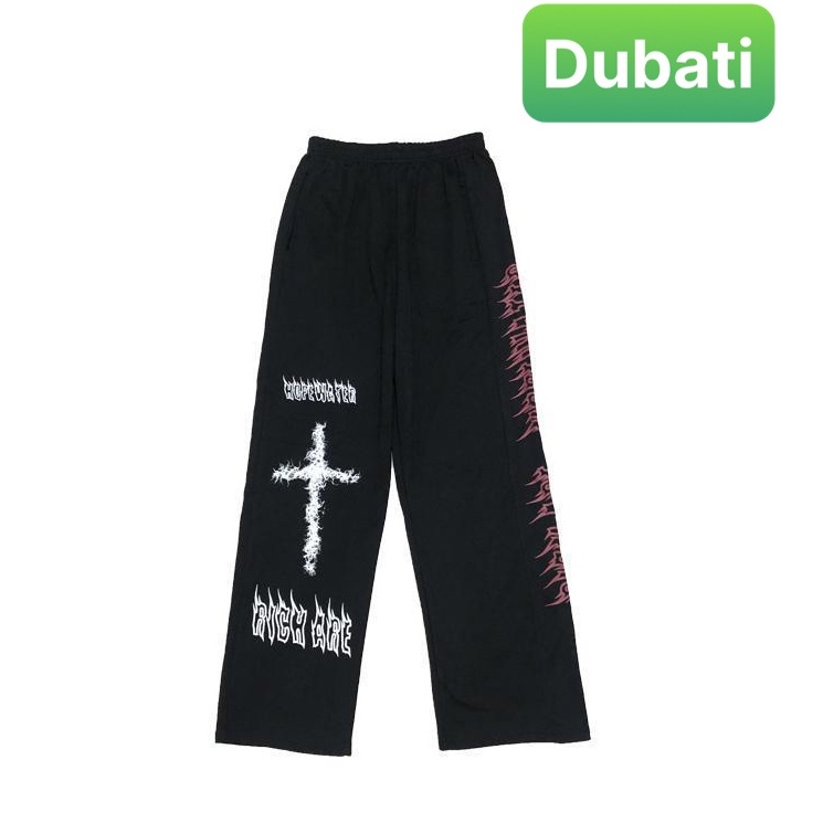 QUẦN JOGGER THỂ THAO NAM NỮ UNISEX CHẤT NỈ DÀY DA CÁ ỐNG SUÔNG RỘNG THÊU LỬA RÚT DÂY TREND HÀN QUỐC HOT TREND - DUBATI F