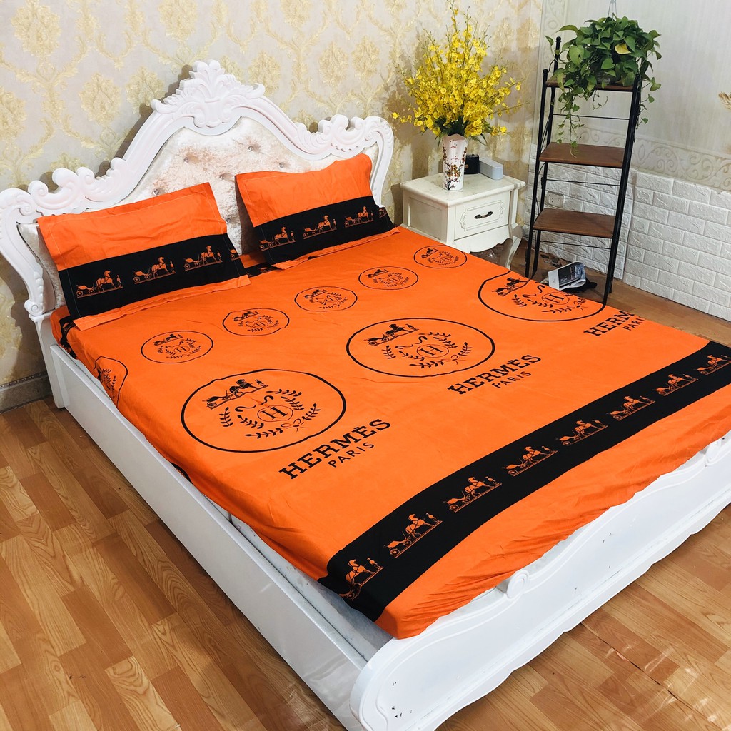 [Free ship-xả kho nghỉ bán]Ga trải giường,Drap ga giường mềm mịn hoa văn,hoạt hình,kẻ Mã HM cam