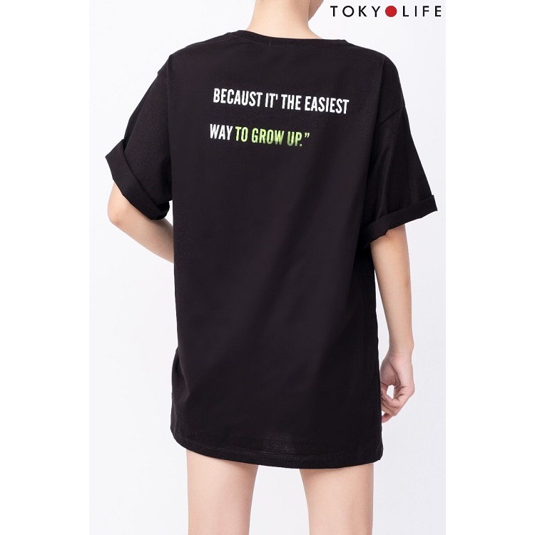 Áo thun Nữ dáng dài TOKYOLIFE xẻ vạt rút dây E9TSH041G