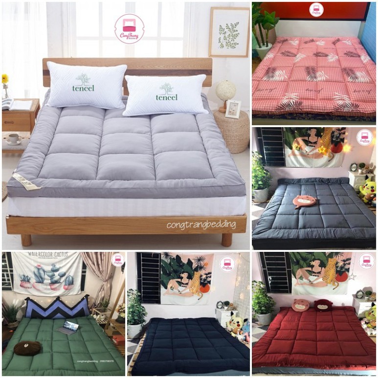 Nệm Topper Tấm làm mềm đệm cotton Hàn quốc mới nhất 2020 MÀU XÁM GHI M1