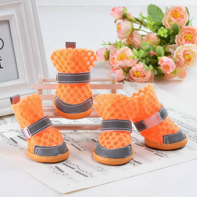Vỏ Bọc Giày Bốn Chân Dạng Lưới Rỗng Thoáng Khí Chống Trượt Thoáng Khí Thoải Mái Mùa Hè Cho Thú Cưng Bichon Nhỏ Có Hộp Quà Bất Ngờ