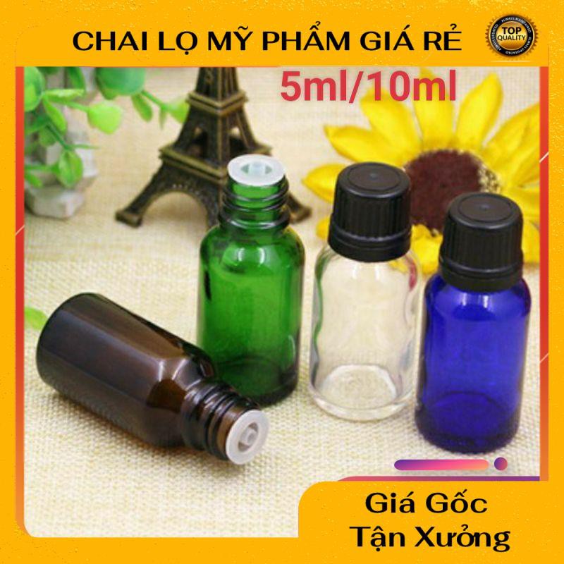 Lọ Chiết Serum ❤ RẺ VÔ ĐỊCH ❤ [5ml,10ml] Lọ đựng tinh dầu thủy tinh nắp đen nhỏ giọt , phụ kiện du lịch