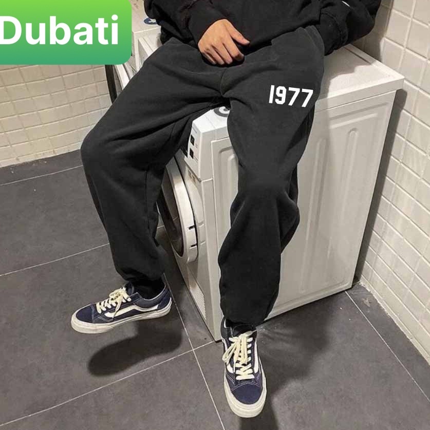QUẦN JOGGER NAM NỮ UNISEX CHẤT NỈ DÀY DA CÁ ỐNG SUÔNG RỘNG 1977 PHONG CÁCH HOT TREND 2022 - DUBATI FASHION