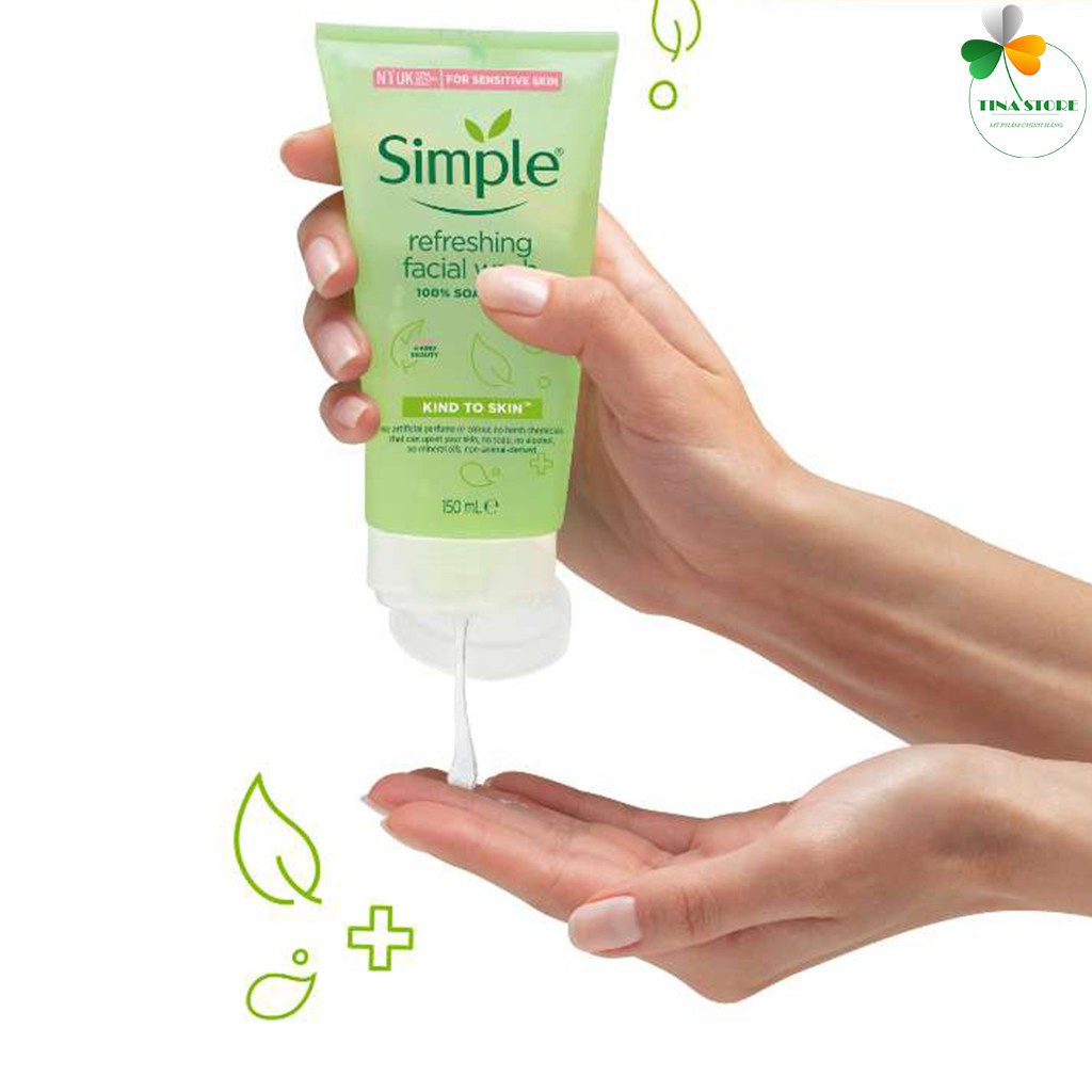 [Chính Hãng] Sữa Rửa Mặt Simple Gel Kind To Skin Refreshing Facial Wash Gel 150ml