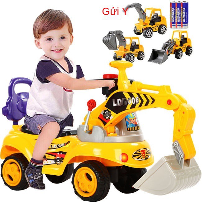 máy xúc lớn trẻ em có thể đi hoặc ngồi trên xe tay ga để đào đất Robot Tập đi, xoắn, đồ chơi, công trình