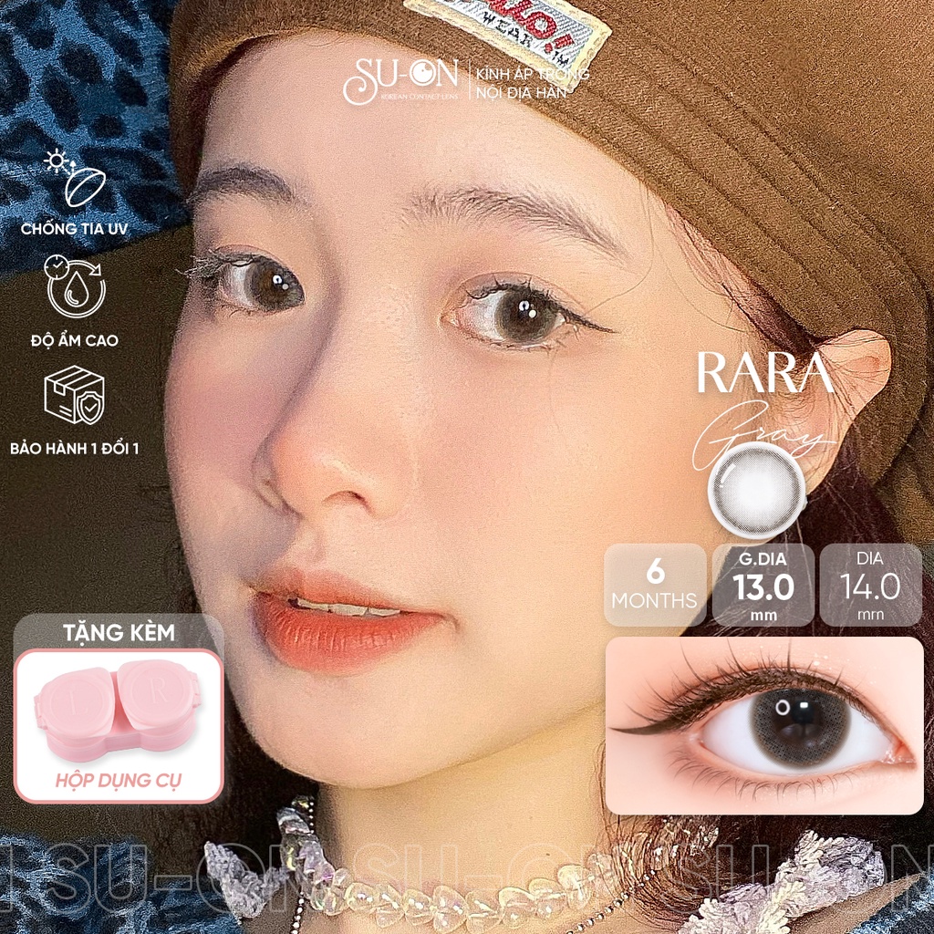 [Video thật] Lens xám nâu tự nhiên RARA GRAY, kính áp tròng Hàn Quốc chính hãng Olens 14mm, siêu êm 