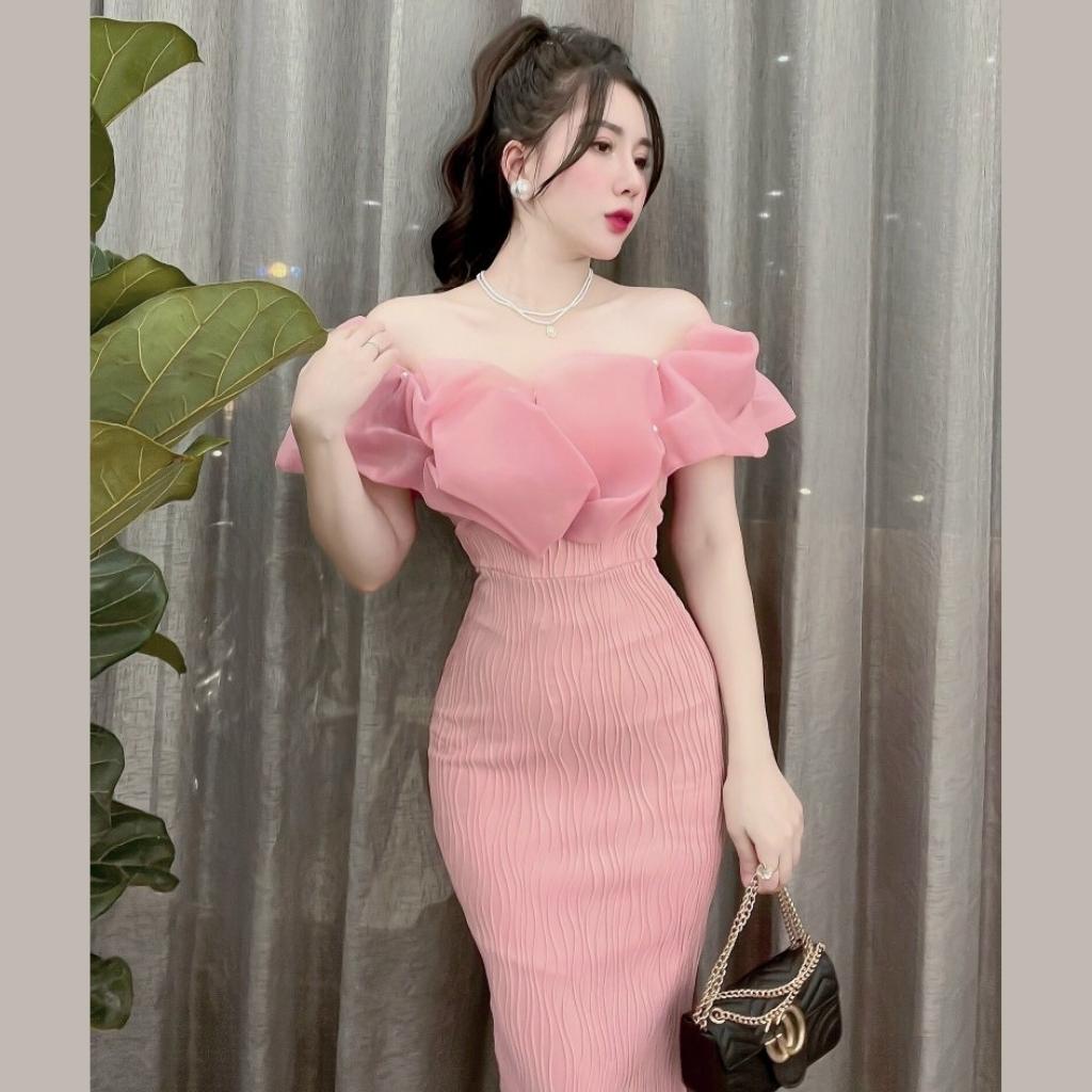 Váy body trắng thiết kế dạ hội sang chảnh Đầm nữ trễ vai dự tiệc cao cấp Miaclothing V64