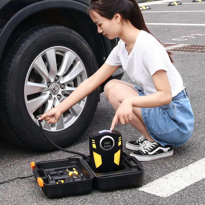 Máy bơm lốp xe ô tô,xe máy cực kì tiện lợi đầy đủ hộp phụ kiện