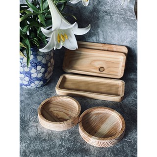 Khay, đế gỗ đựng nến thơm, trang trí nhà cửa