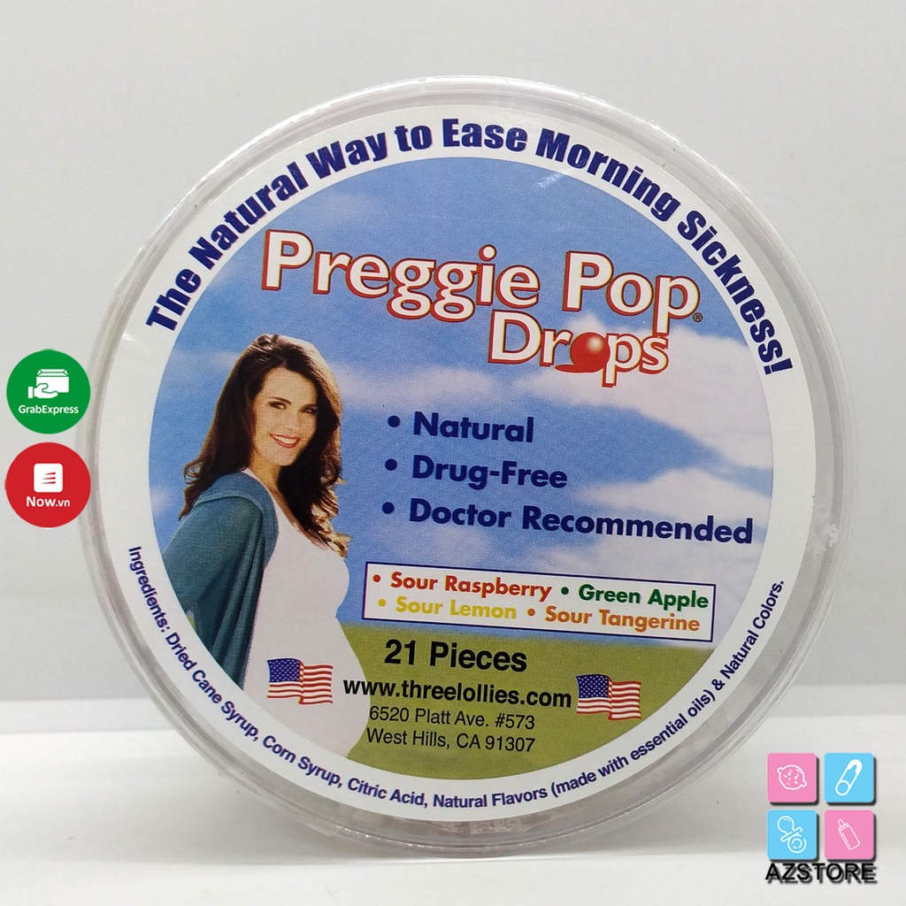 Kẹo ngậm giảm nghén Preggie Pop Drops - Preggie Pop Drops 21 viên Mỹ