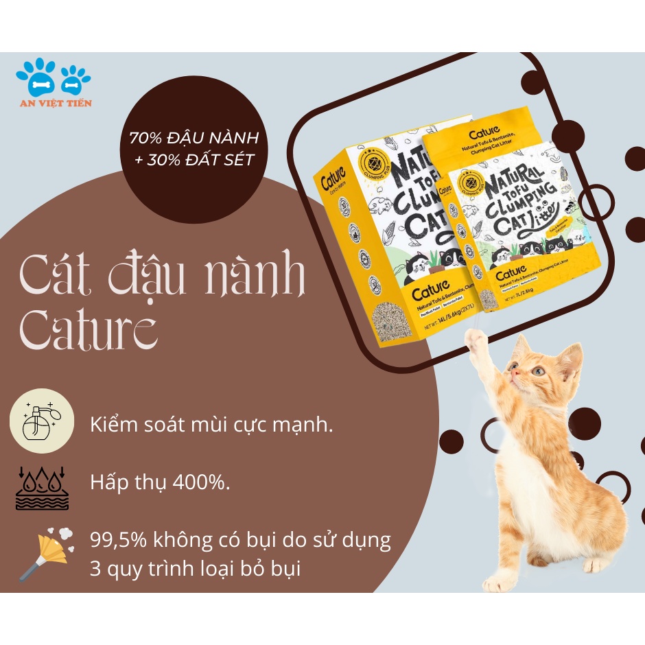 Cát cho mèo - cát đậu nành Cature - cát vệ sinh cho mèo túi 7L | phinthecat