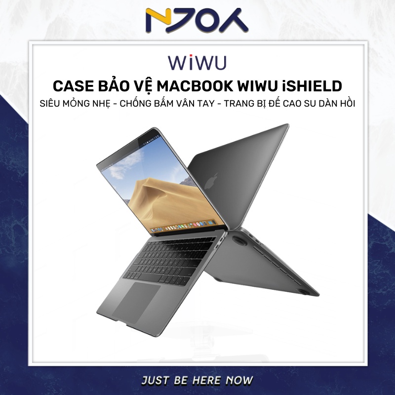 Case Siêu Mỏng WIWU iShield Hard Shell Lưng Nhám Chống Bấm Vân Tay Đế Cao SU Chống Trầy Macbook Air M1 Pro 14.2 16.2