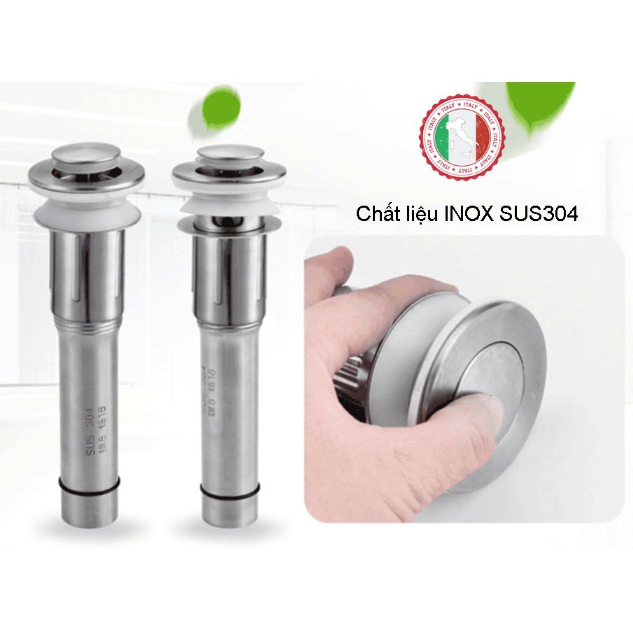 Bộ Xi Phông + Ống thoát bồn rửa lavabo - Loại nút bấm - Hàng cao cấp HVMMA ITALIA