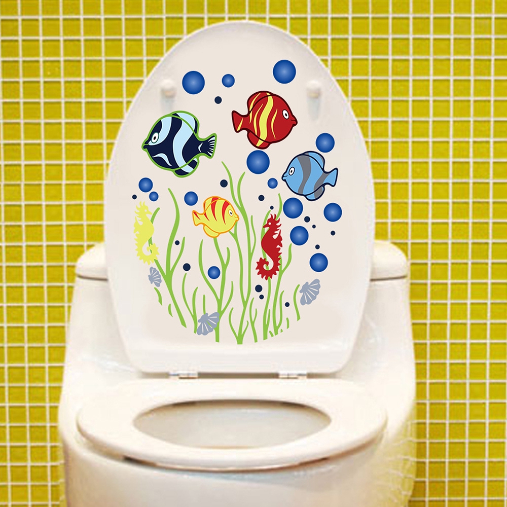 Sticker họa tiết xinh xắn trang trí ghế ngồi toilet