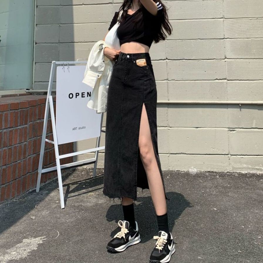 Chân Váy Denim Dài Xẻ Tà Thời Trang Hè 2021 Cho Nữ | BigBuy360 - bigbuy360.vn