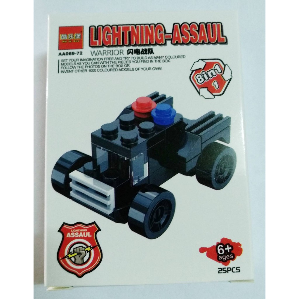 Đồ chơi lắp ráp lego giá rẻ 8in1 lightning asaaul mô hình xe máy bay trực thăng SWAT phát triển trí tuệ