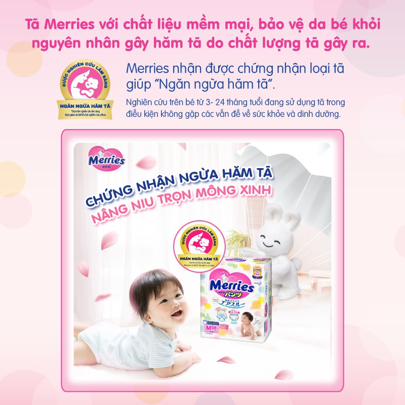 Tã/Bỉm quần/Dán Merries nội địa NB90,S82,M64,M58,L44,XL38