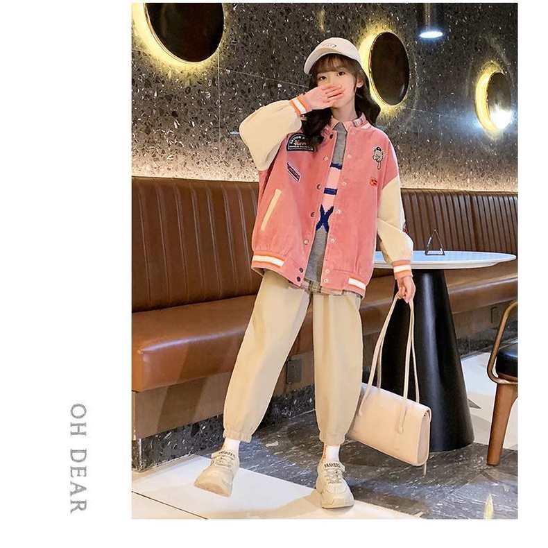 Áo khoác bóng chày phong cách phương Tây thời trang mùa thu 2021 size lớn cho bé gái