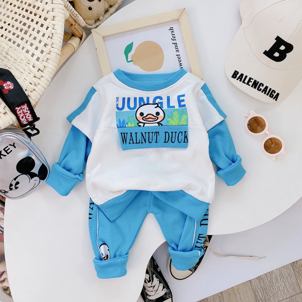 Bộ đồ bé trai và bé gái dài tay thu đông cho bé từ 8-18kg